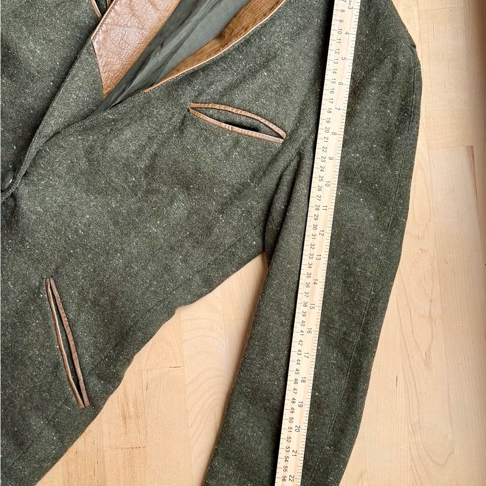Vintage SEELER West Germany Wool Jacket Nappa Leather Field Coat Trachten Blazer - Picture 13 of 16